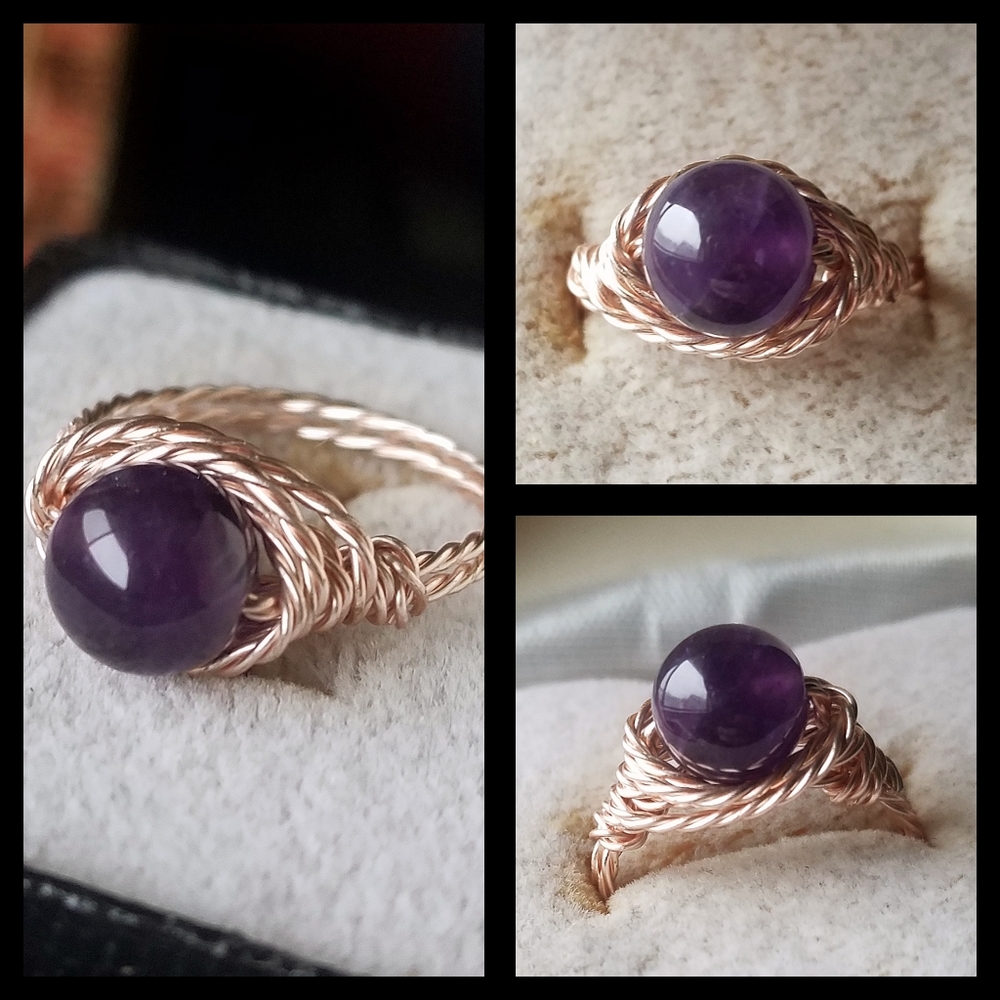 🌙💜 Amethyst Stone Ring - 8